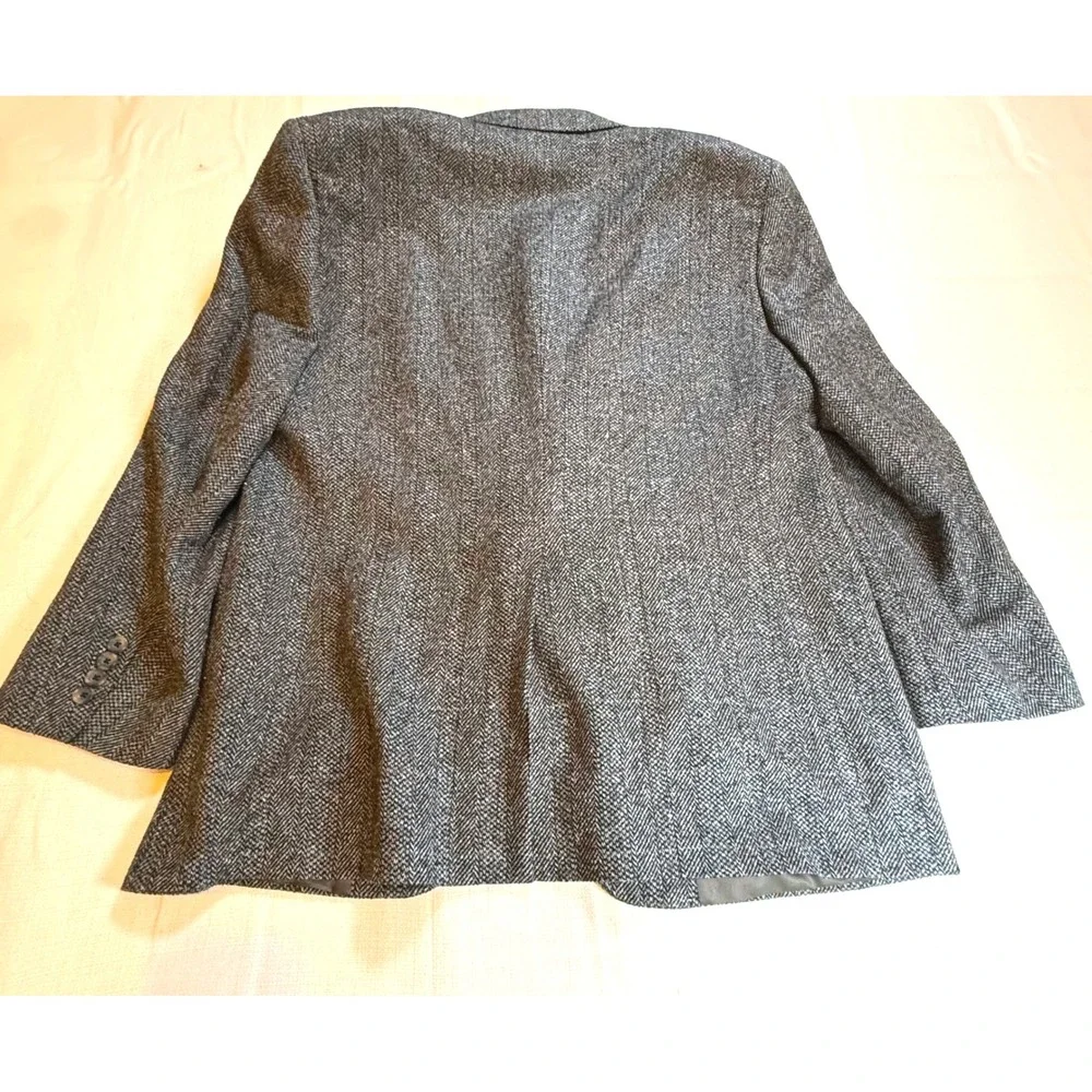 Vintage Hart Schaffner Marx 46R‎ Gray Herringbone Blazer Union Made Sport Coat